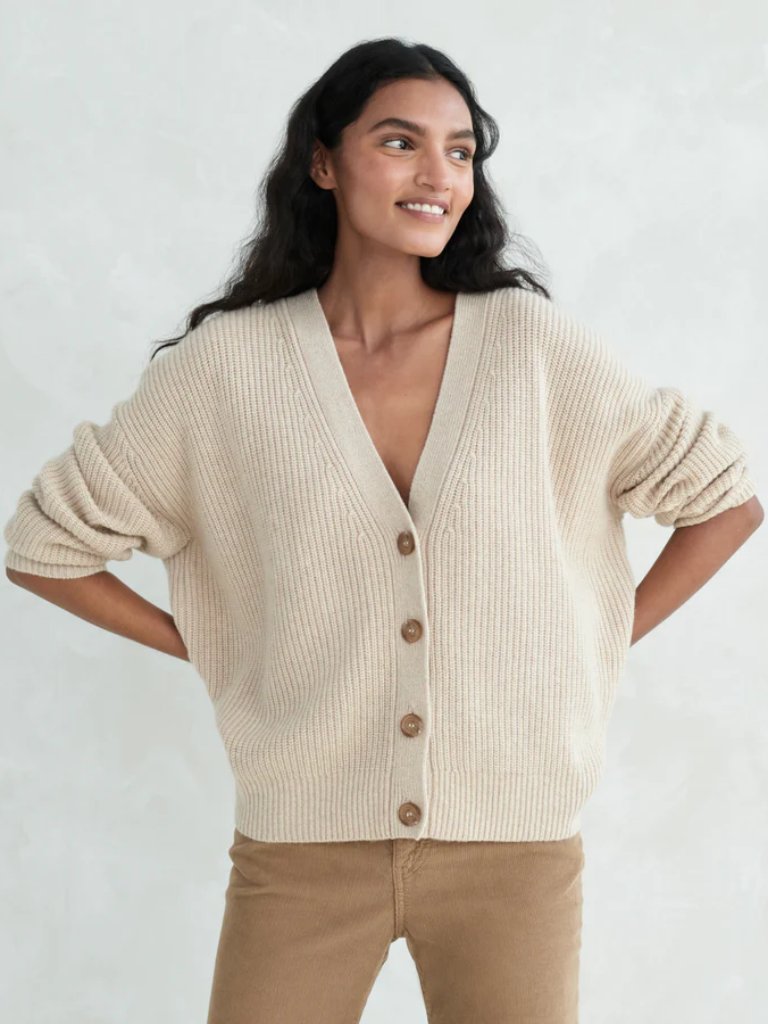 Jenni Kayne Cropped Cashmere Cocoon Cardigan Oatmeal Size S